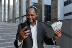 man happy because of our business loans