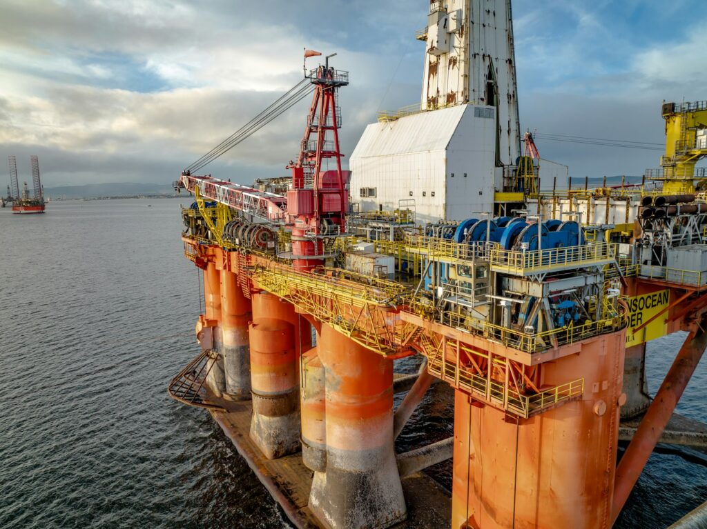 Oil and Gas Drilling Platform at Sea